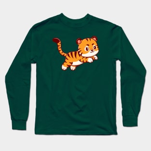 Cute Tiger Jumping Cartoon Long Sleeve T-Shirt